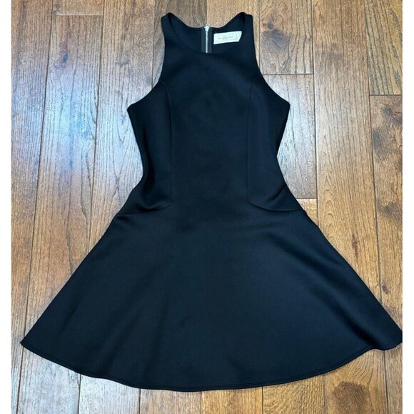 ABERCROMBIE Black Neoprene Scuba Knit Zipper Skater Dress Women’s Size Medium - Picture 1 of 7